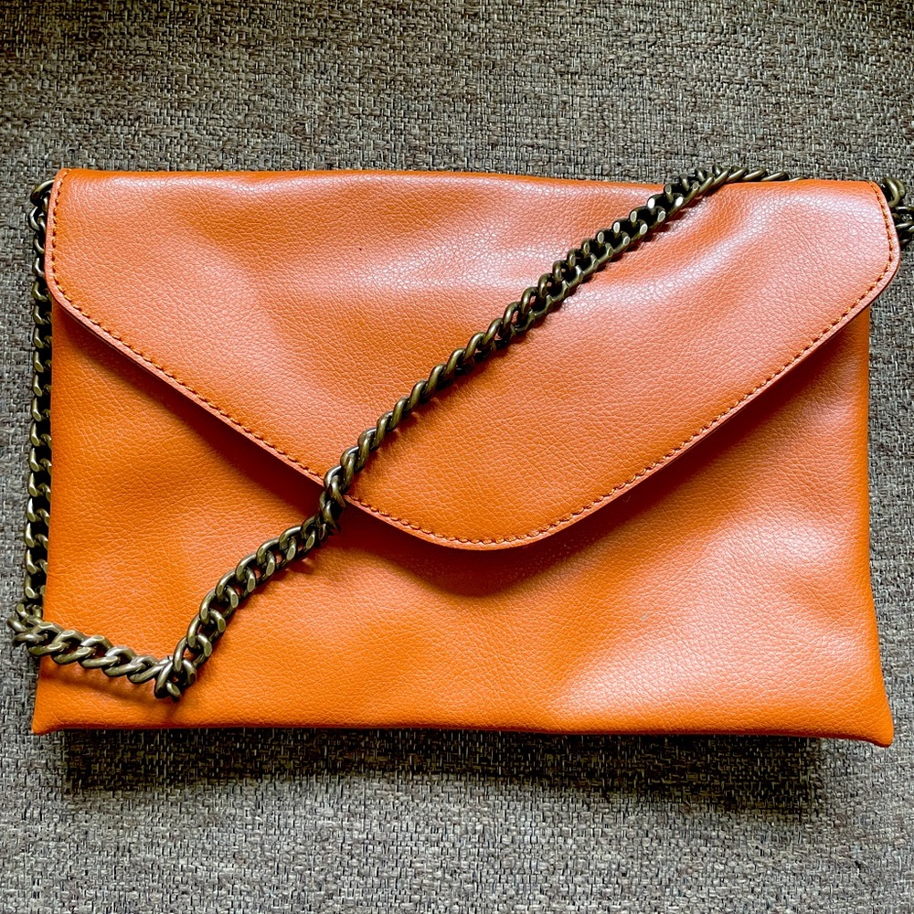 J Crew Genuine Leather Clutch/Shoulder Bag! ~10” x 7” Gently Used!